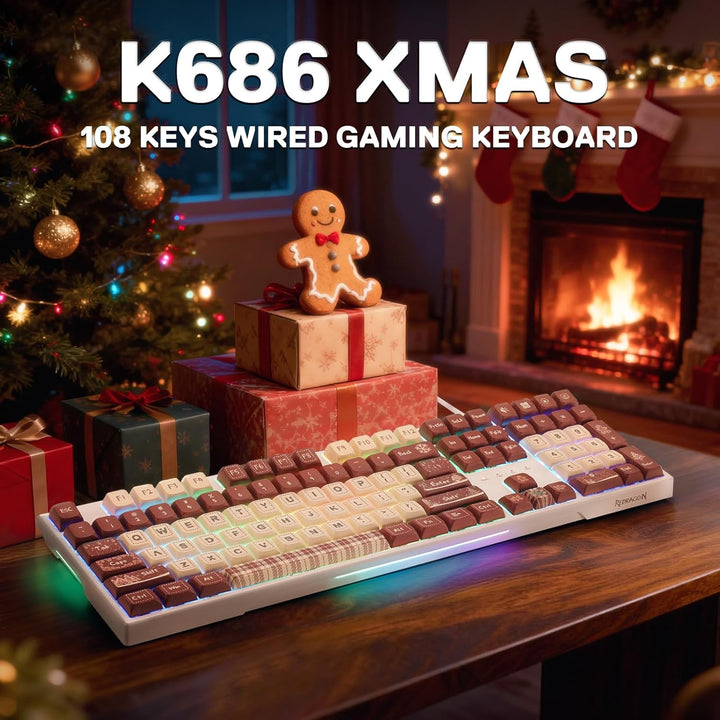 Redragon K668 Xmas Teclado Gaming RGB Cableado con Gasket, Teclado...