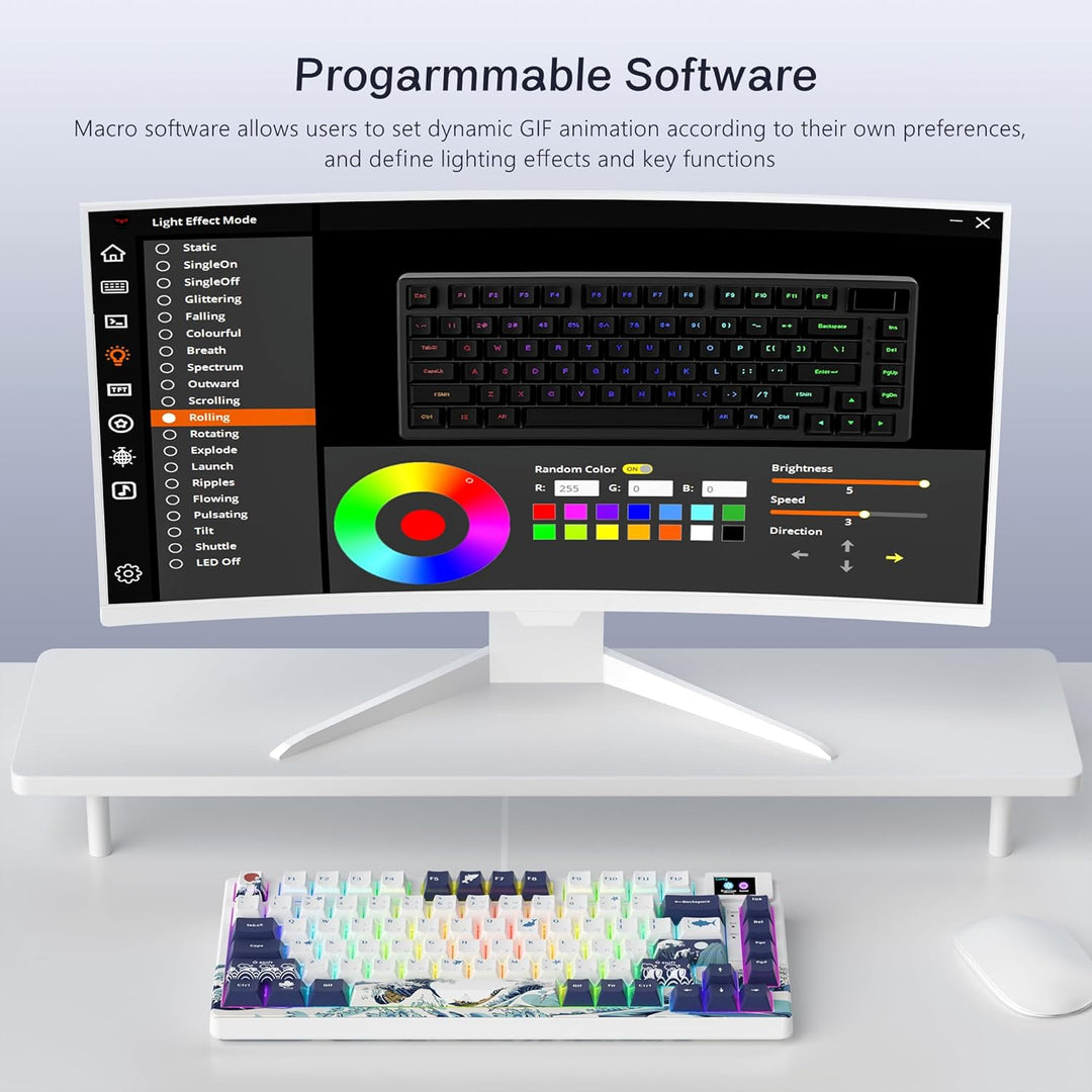 Womier S-K80 Teclado 75% con pantalla multimedia a color, teclado m...