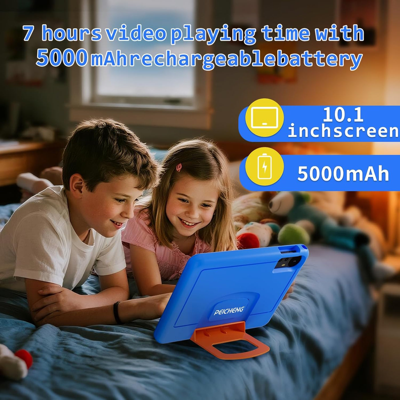 PEICHENG Tablet para niños con funda protectora EVA, Android 15.0 P...