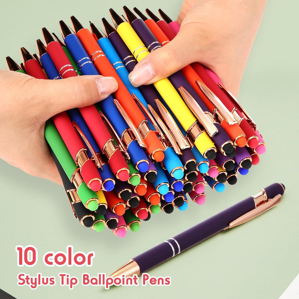Yeaqee - Bolígrafo de 100 piezas a granel con punta de lápiz capacitivo, colores brillantes