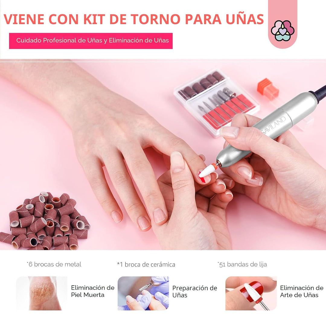 SAVILAND Kit de uñas acrílicas con taladro: juego profesional de uñ...