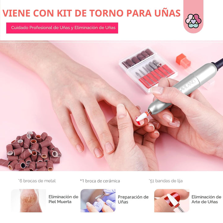 SAVILAND Kit de uñas acrílicas con taladro: juego profesional de uñ...