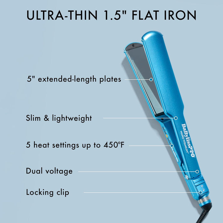 BabylissPRO Nano Titanium Digital Ultra-Thin Hair Straightener, Pro...