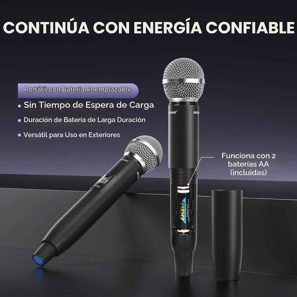 MELONARE Sistema de micrófono inalámbrico de escaneo automático UHF dual