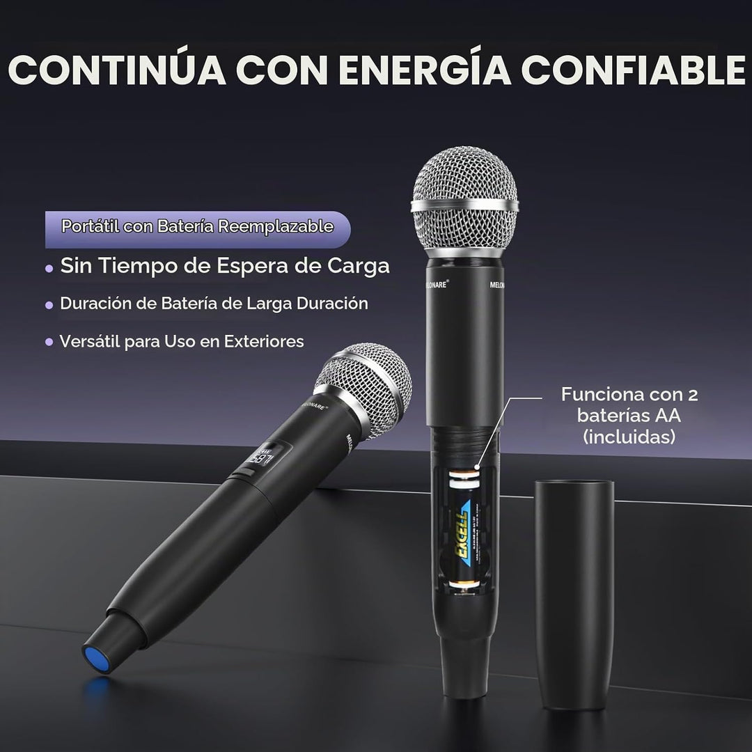 MELONARE - Sistema de micrófono inalámbrico de doble canal, juego d...