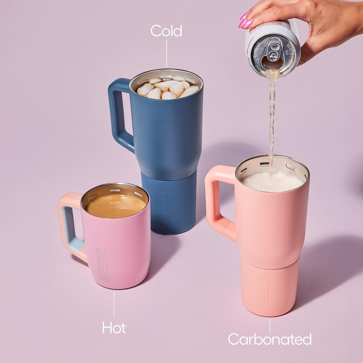 BrüMate Müv - Taza de café aislada 100% a prueba de fugas de 25 onzas con asa y tapa - Taza de café de viaje de acero inoxidable - Taza de café de doble pared (Dune)