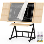 Mesa de rompecabezas de madera con ruedas móviles para rompecabezas de 1500 piezas, tablero de rompecabezas con cajones, superficie de fieltro, altura e inclinación ajustables, regalo de Navidad