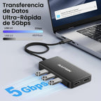 Estación de acoplamiento USB-C para monitor dual, Dock USB-C 9 en 1 con 2 HDMI