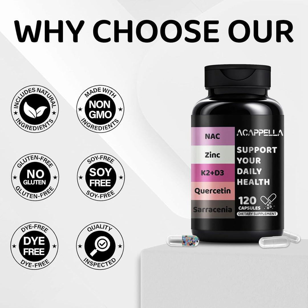 ACAPPELLA N-acetil cisteína vitamina D3 K2 Zinc Quercetina Sarracen...