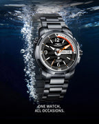 200M - Reloj de pulsera impermeable para hombre, reloj suizo luminoso de cristal de zafiro sintético con movimiento de alta frecuencia importado y acero inoxidable 316L, reloj de visualización