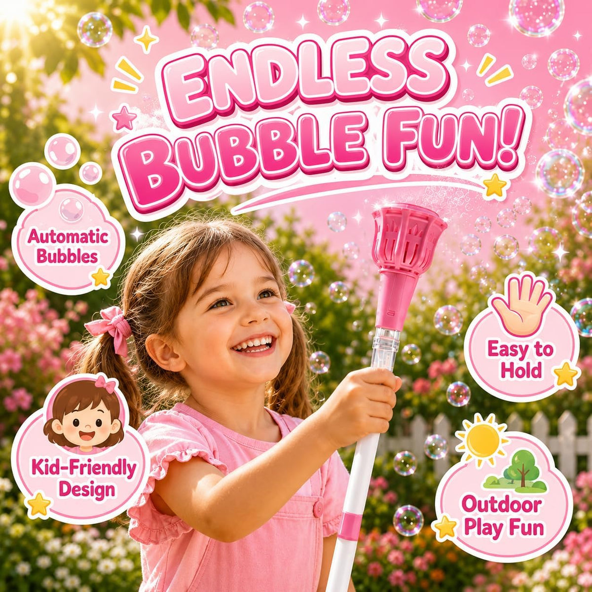 Máquina de burbujas de pie para niños: fabricante de burbujas de altura