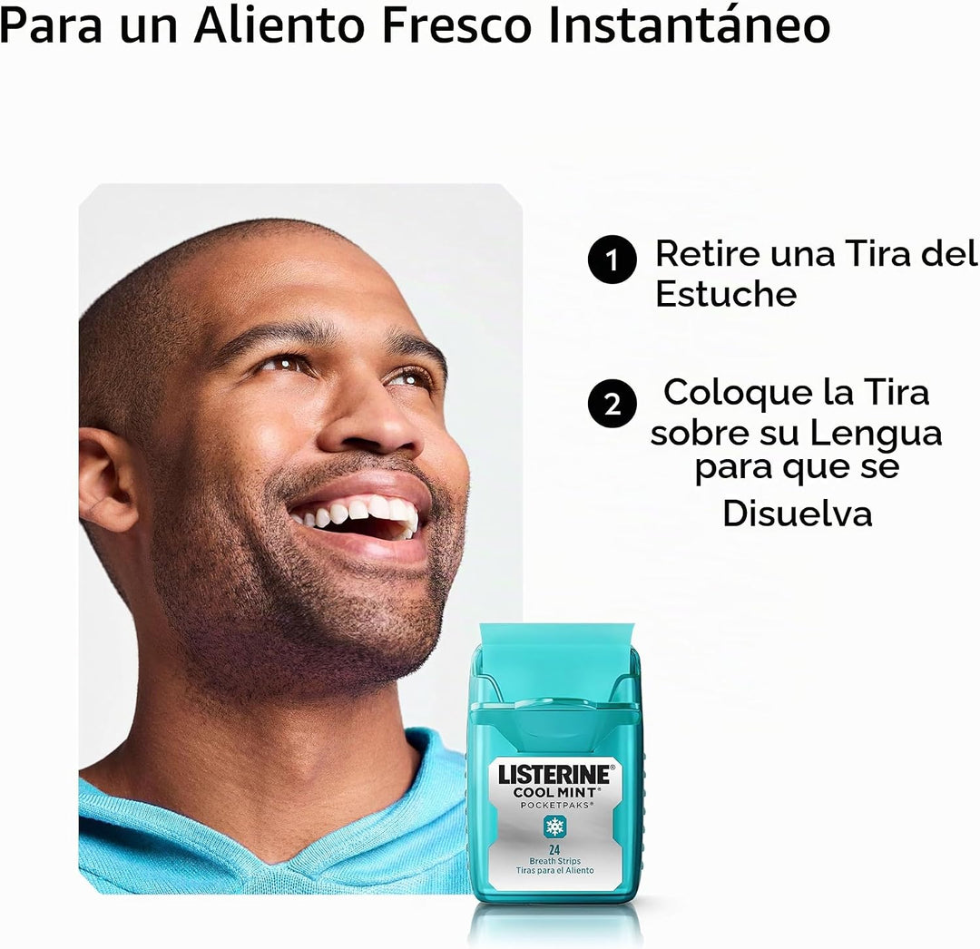 Listerine PocketPaks - Tiras de aliento, menta fresca, paquete de 2...