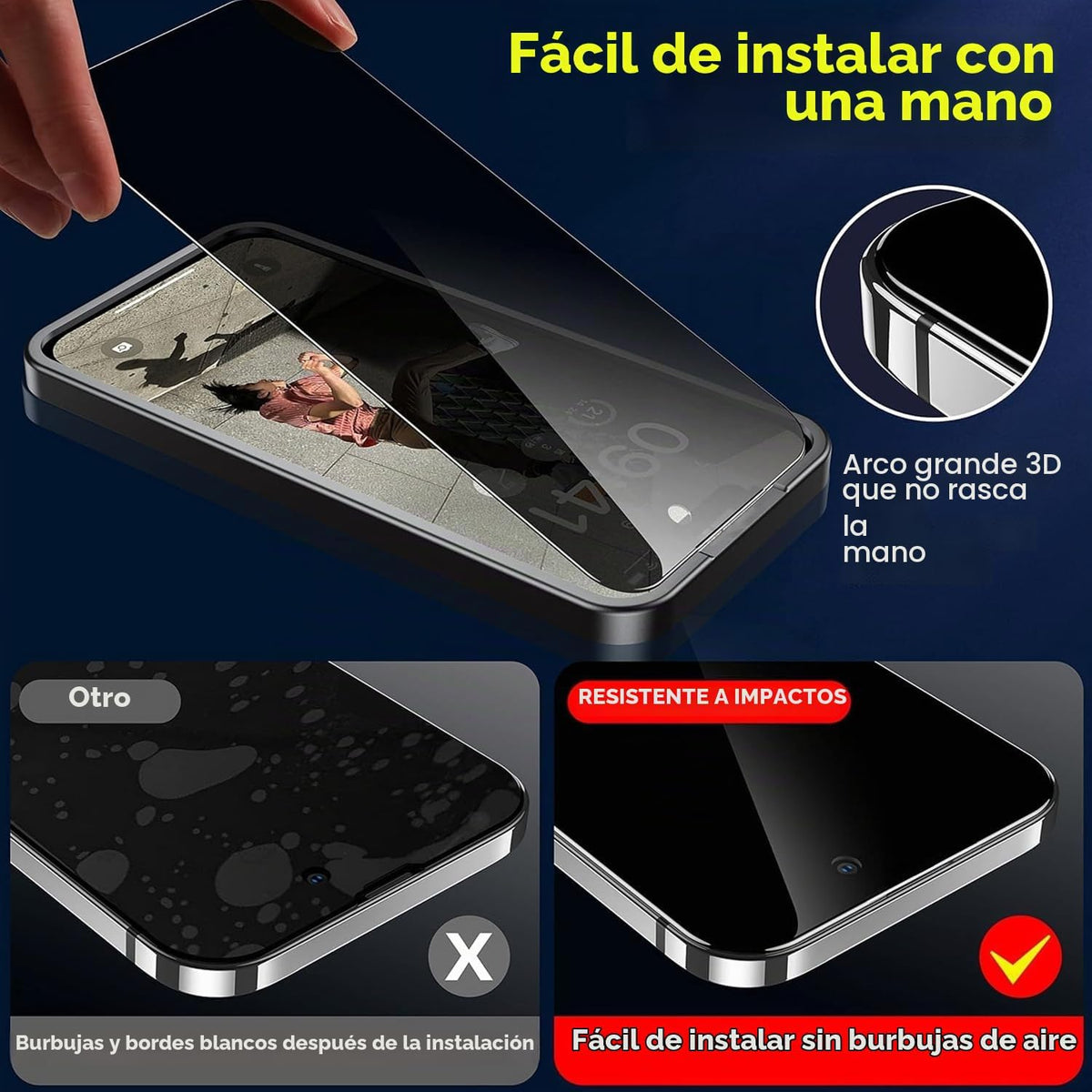 ImpactStrong Protector de pantalla de privacidad antiespía para iPhone 17 (6.3 pulgadas), vidrio templado 9H, resistente a roturas, antiarañazos, kit de fácil instalación, compatible con fundas, paquete de 2