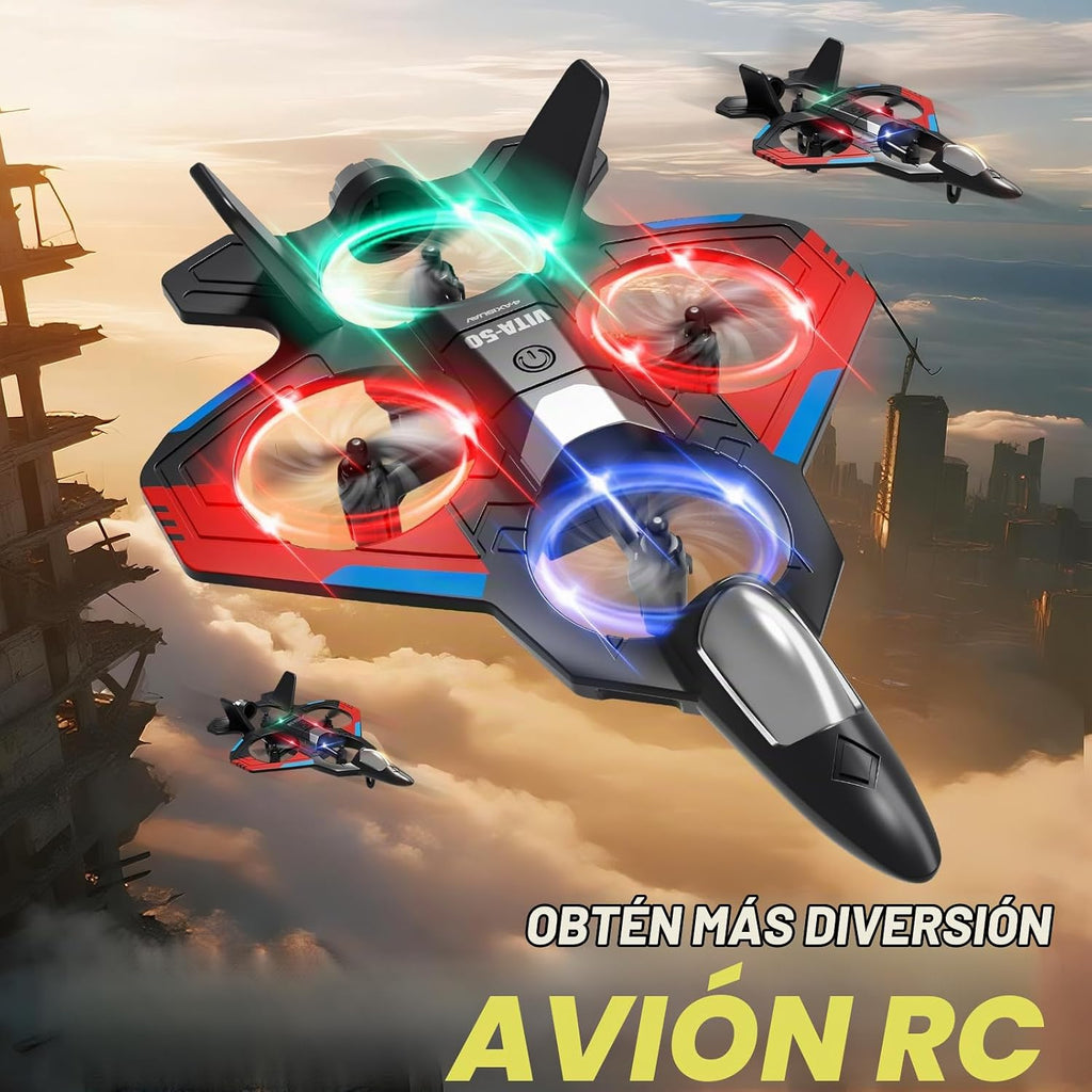4DRC Aviones RC con control remoto para niños, aviones de control remoto de espuma para niños, adultos principiantes, helicópteros de combate a control remoto para niños y adultos, giro de 360° fácil
