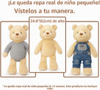 Animal de peluche aderezable que se adapta a ropa de niños de 3 a 6 meses, juguete de peluche grande de 24.8 pulgadas con extremidades largas para jugar de simulación, compañero suave y