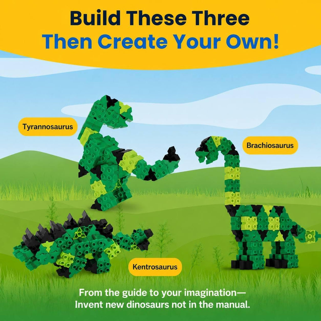 Dino 3 en 1 STEM - Bloques de construcción de dinosaurios, paquete