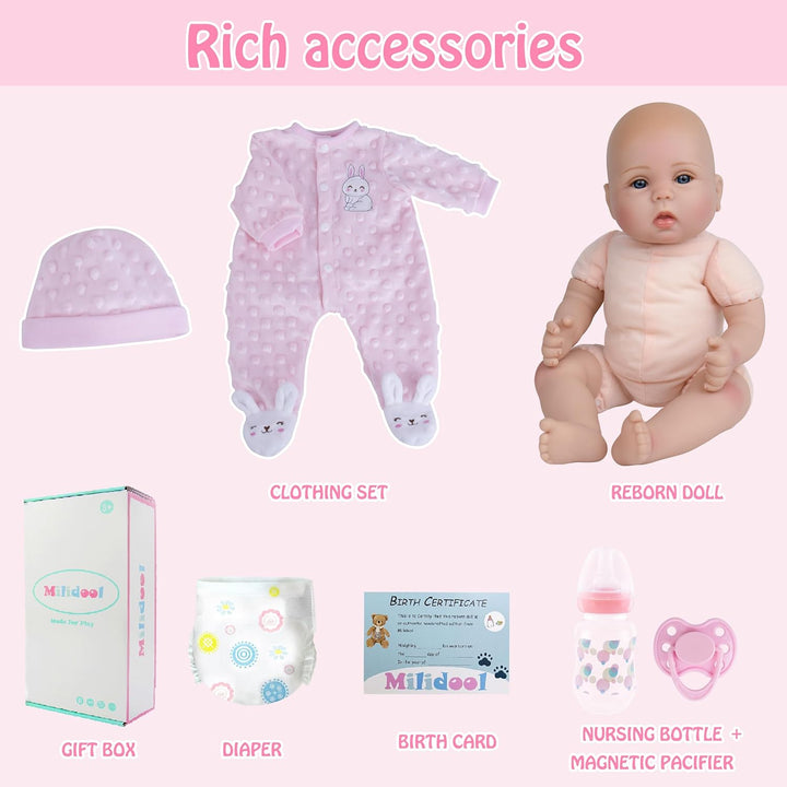 Milidool Muñecas de bebé Reborn de 18 pulgadas, muñeca realista de...