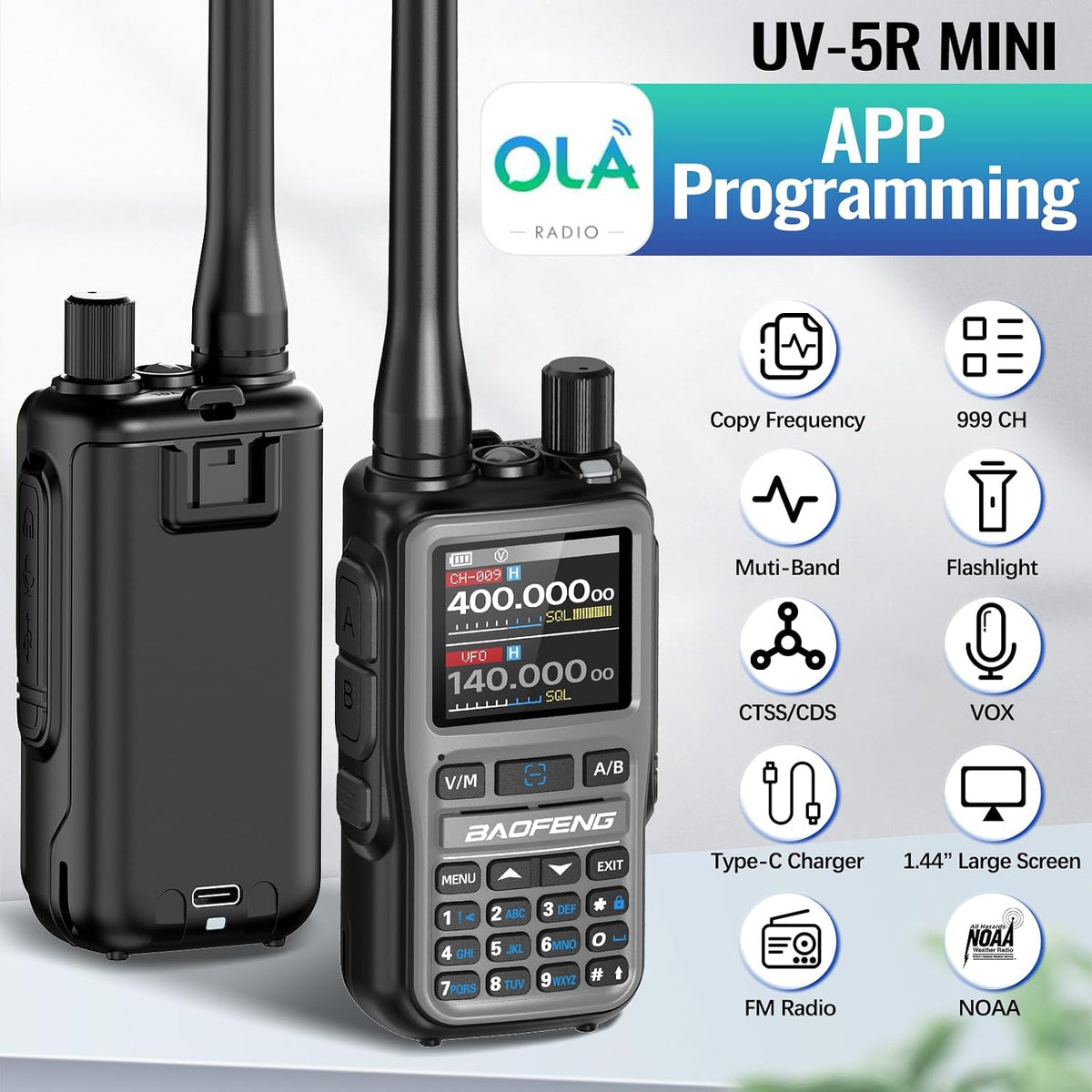 Radio Baofeng UV-5R Mini radio de radioaficionado de largo alcance portátil