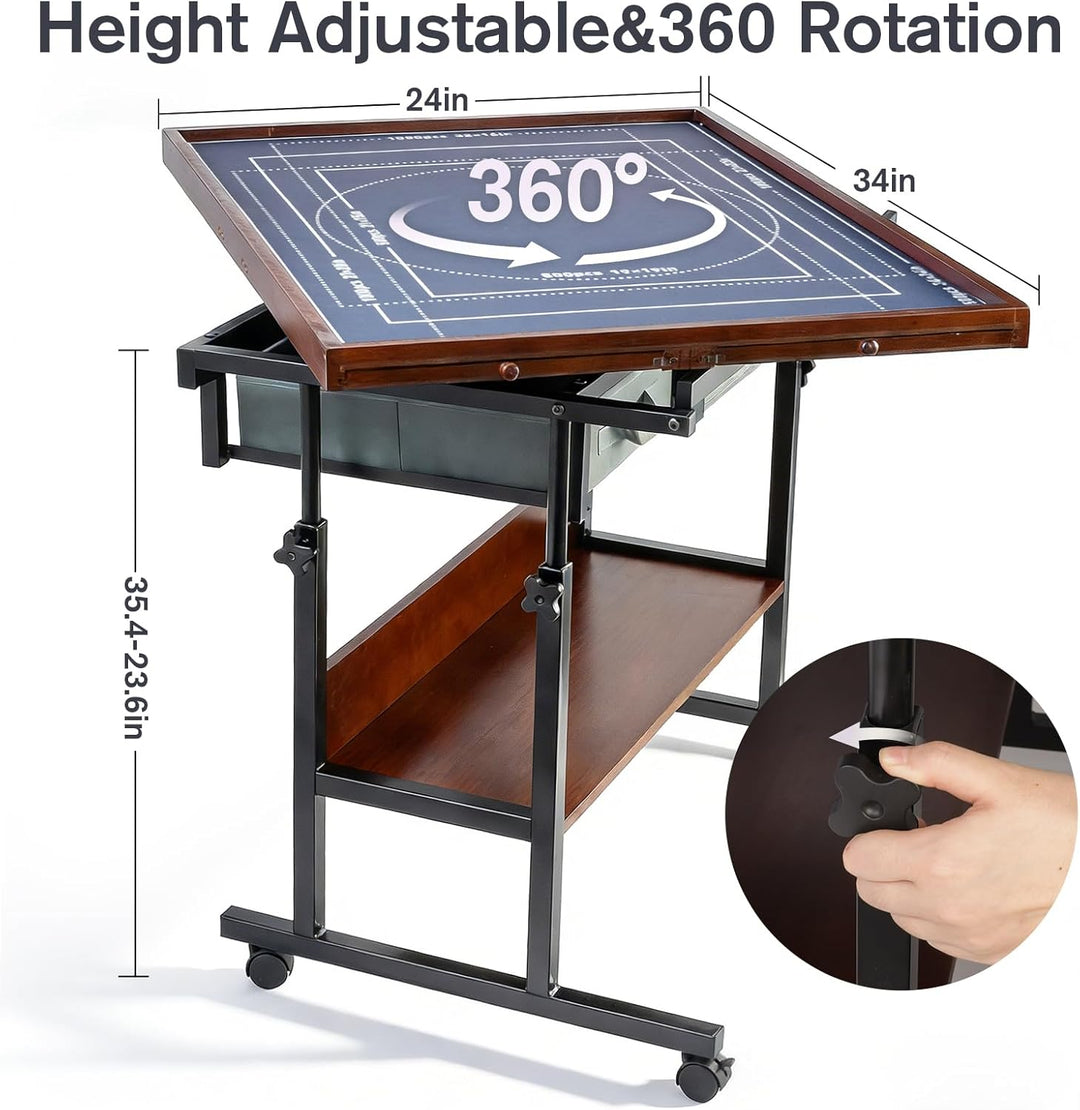 Ostutry Mesa de rompecabezas giratoria con cajones tablero