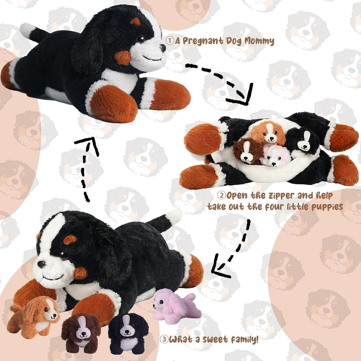 Peluche de perro de montaña de Berna, 5 en 1, regalo para niños