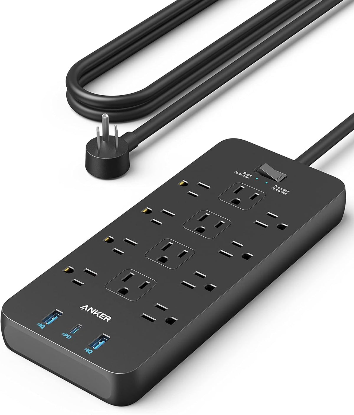 Anker Power Strip con 2100J Surge Protector, Outlet Extender, 20W, 12 AC