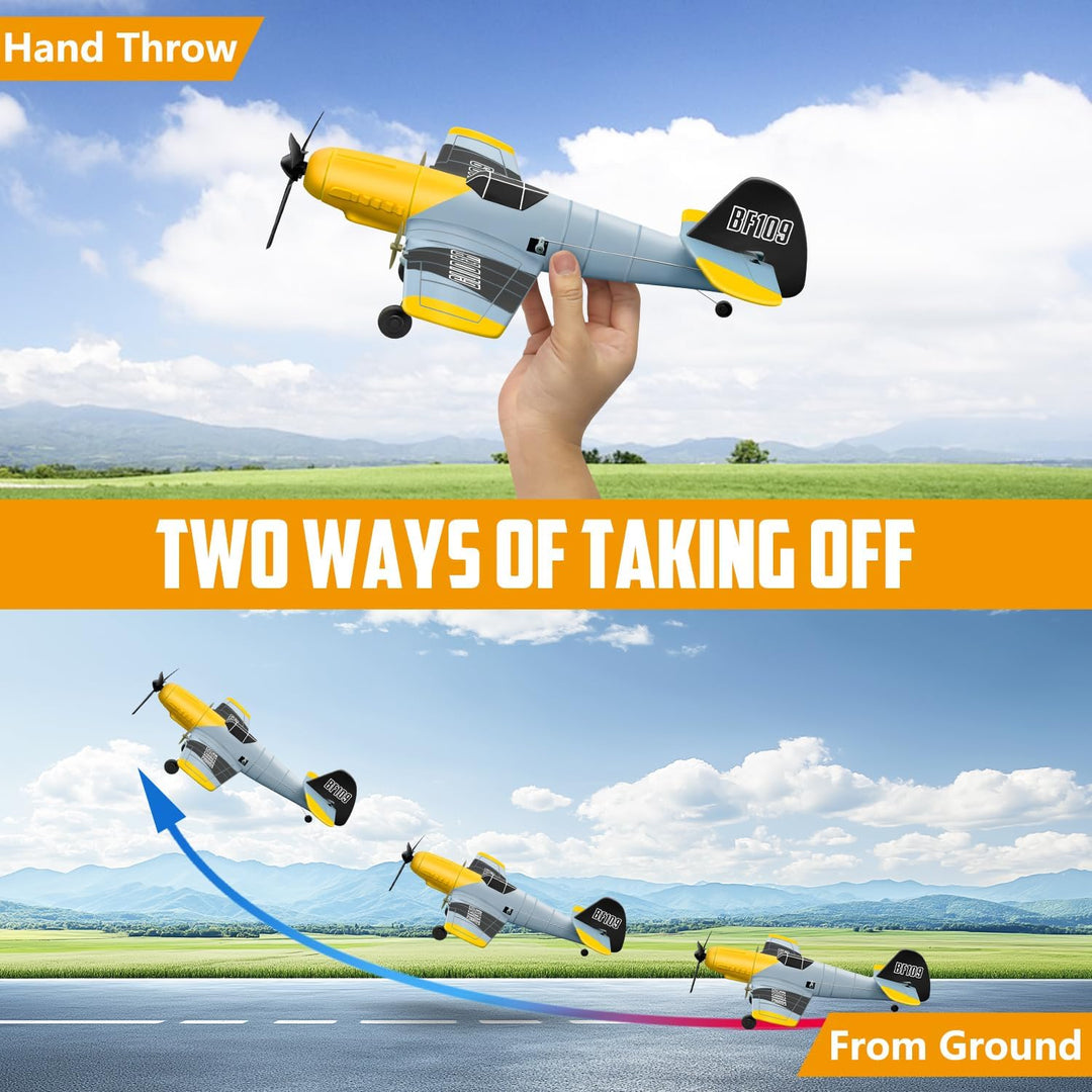 HAWK'S WORK Avión RC de 3 canales BF-109, avión de control remo...