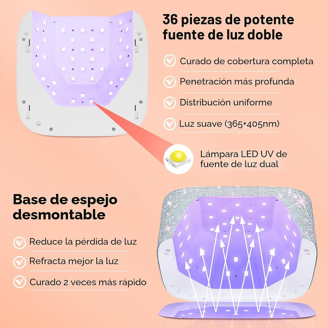 HUITINE - Lámpara de uñas LED UV, inalámbrica, 80 W, recargable, lu...