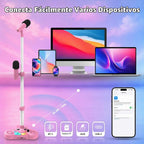 Máquina de karaoke con soporte para niños, 2 micrófonos inalámbricos