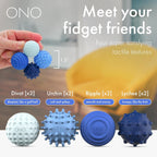 ONO Signets – Bolas magnéticas de silicona con hoyuelos, protuberancias y ondas texturizadas | Divertido juguete de mano para adultos | Ayuda a aliviar el estrés, la ansiedad, la tensión (Zafiro