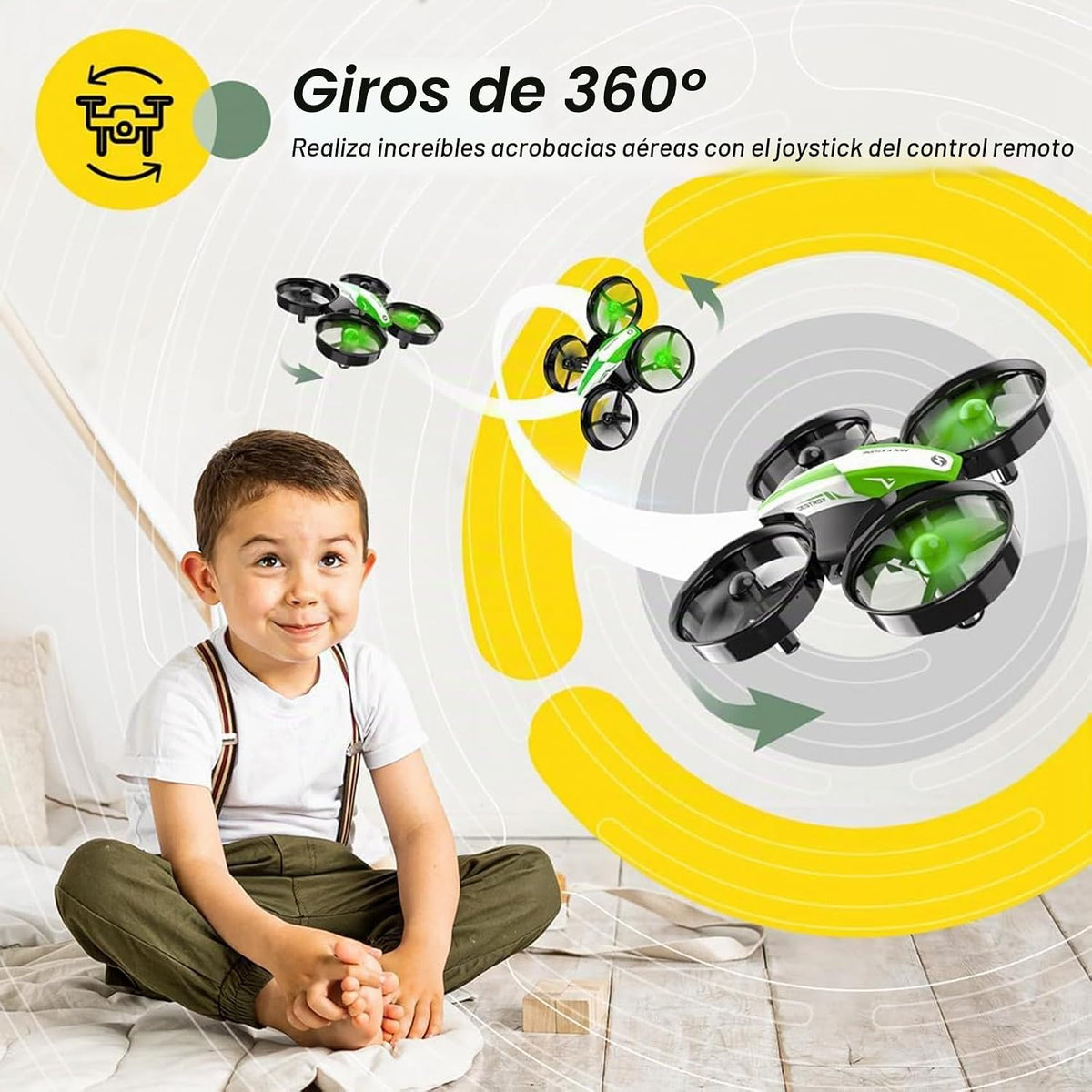 Holy Stone Mini Drone para Niños y Principiantes, Cuadricóptero Interior y Exterior para Niños y Niñas con Auto Hover, Vueltas 3D, 3 Baterías, Modo Sin Cabeza, Excelente Juguete de Regalo de Pascua para Niños y Niñas, HS210 Verde