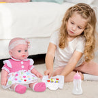 DONTNO Muñeca de bebé de 12 pulgadas con cama de moisés