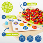 Nene Toys Juego de Memoria del Jardín de la Mariquita – Juegos de Emparejar de Madera para Niños Pequeños de 3-5 – Juguete de Viaje para Niños y Niñas, Elementos Esenciales para Viajes por Carretera