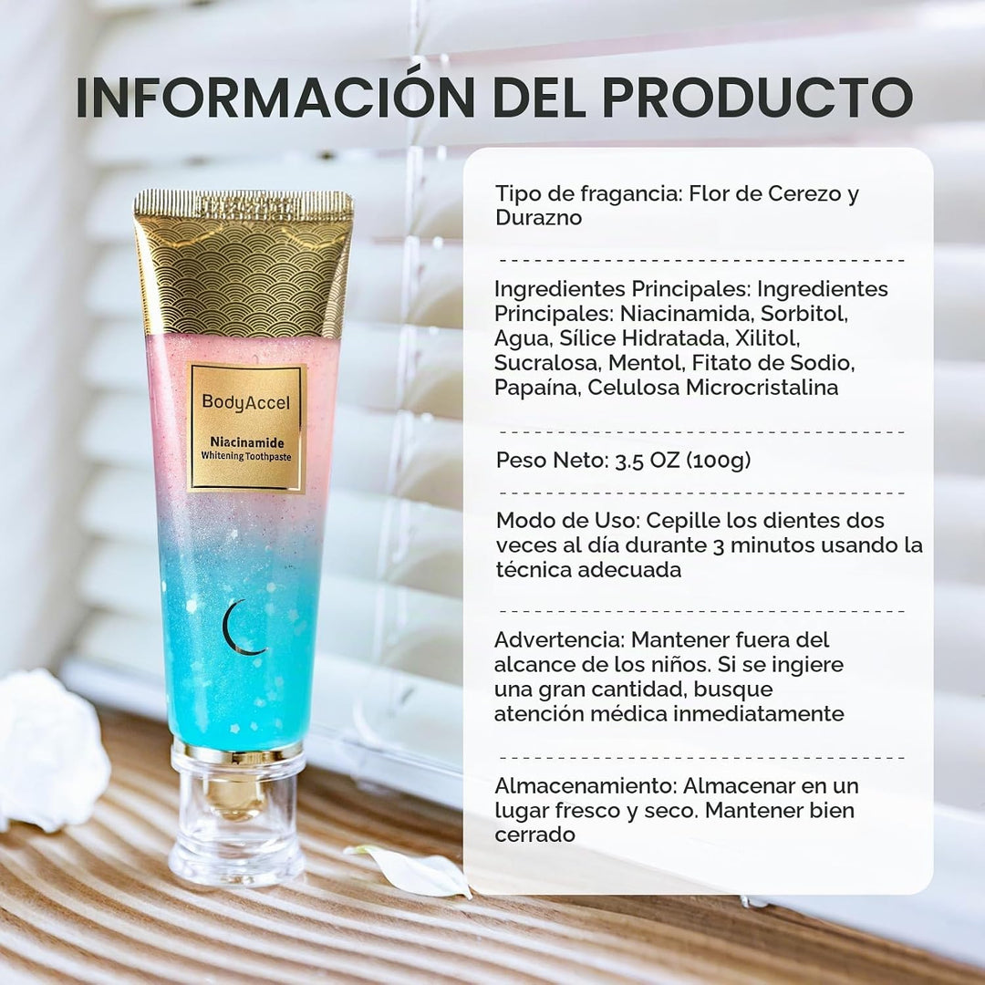 BodyAccel Pasta de dientes blanqueadora con Niacinamida \u2013 Past...
