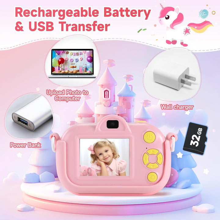 YEEHAO Cámara digital para niños para niñas de 3 a 8 años, cámara d...