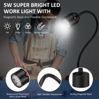 Lámpara Luz de trabajo magnética, luz LED para máquina con cuello de cisne flexible y base magnética, lámpara de herramientas para torno de taller, banco de trabajo, máquina de coser, parrilla, iluminación