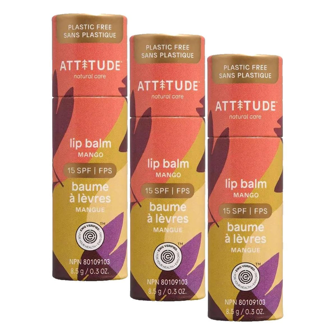 ATTITUDE Bálsamo labial sin plástico con protección solar SPF 15, v...