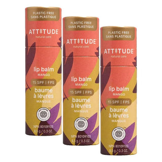 ATTITUDE Bálsamo labial sin plástico con protección solar SPF 15, v...