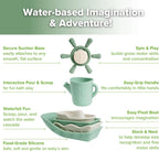 Haakaa Juego de juguetes náuticos de baño de silicona para bebés, juguetes de bañera de silicona de grado alimenticio para niños pequeños, botes apilables sin moho y juguete giratorio y taza para verter, juguetes flotantes sin BPA para bebés de 6 meses
