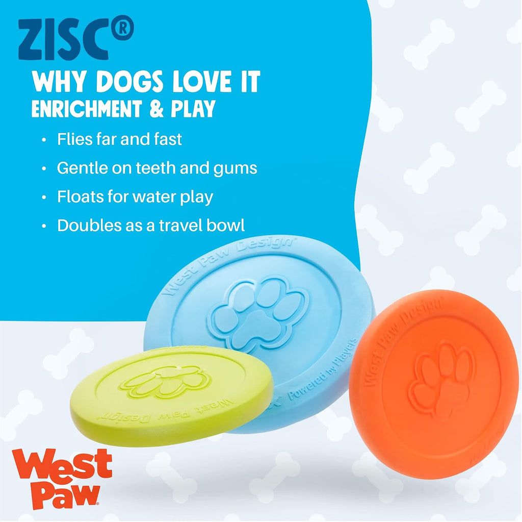West Paw Zogoflex Zisc Dog Frisbee, disco aerodinámico de alto vuelo para perros, cachorros – Frisbees de perro ligero flotable para ir a buscar, tironear, atrapar y jugar – también se puede usar como cuenco de comida/agua, fabricado en Estados Unidos., L