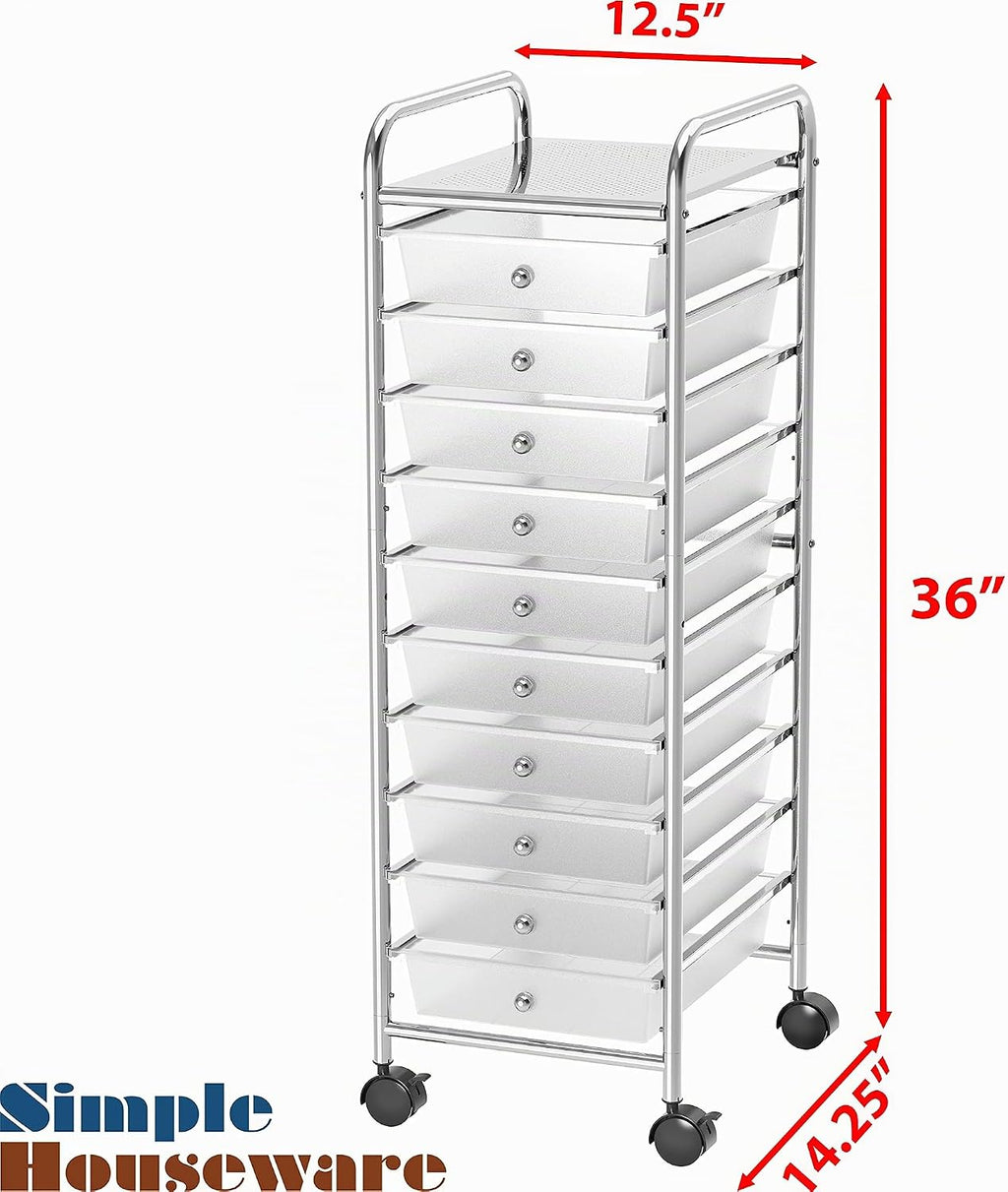Lámpara Simple Houseware Organizador de carrito utilitario con ruedas de 10 cajones