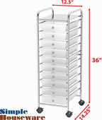 Lámpara Simple Houseware Organizador de carrito utilitario con ruedas de 10 cajones