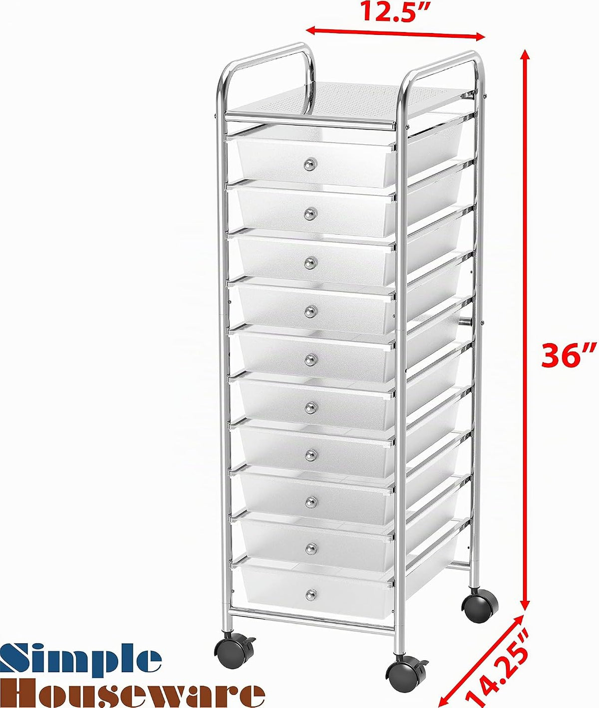 Lámpara Simple Houseware Organizador de carrito utilitario con ruedas de 10 cajones