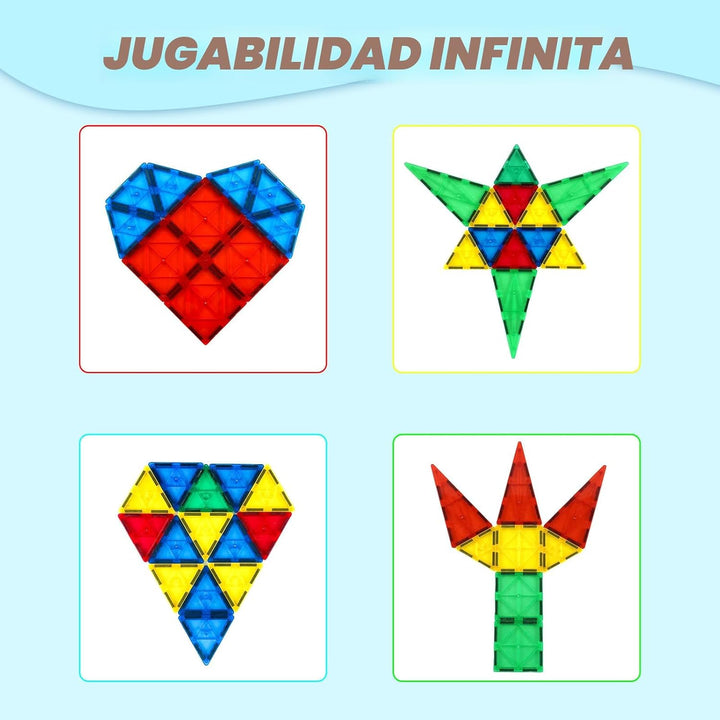 Gemmicc 100 piezas de baldosas magnéticas con 2 autos, bloques magn...