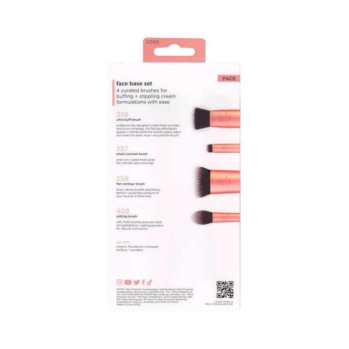 Real Techniques Juego de 4 brochas de maquillaje para base facial,...