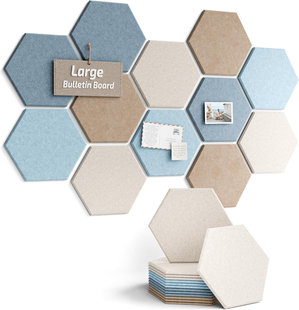 Paquete de 12 azulejos hexagonales de fieltro para tablón de