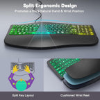 MEETION Teclado ergonómico con cable con teclas retroiluminadas y