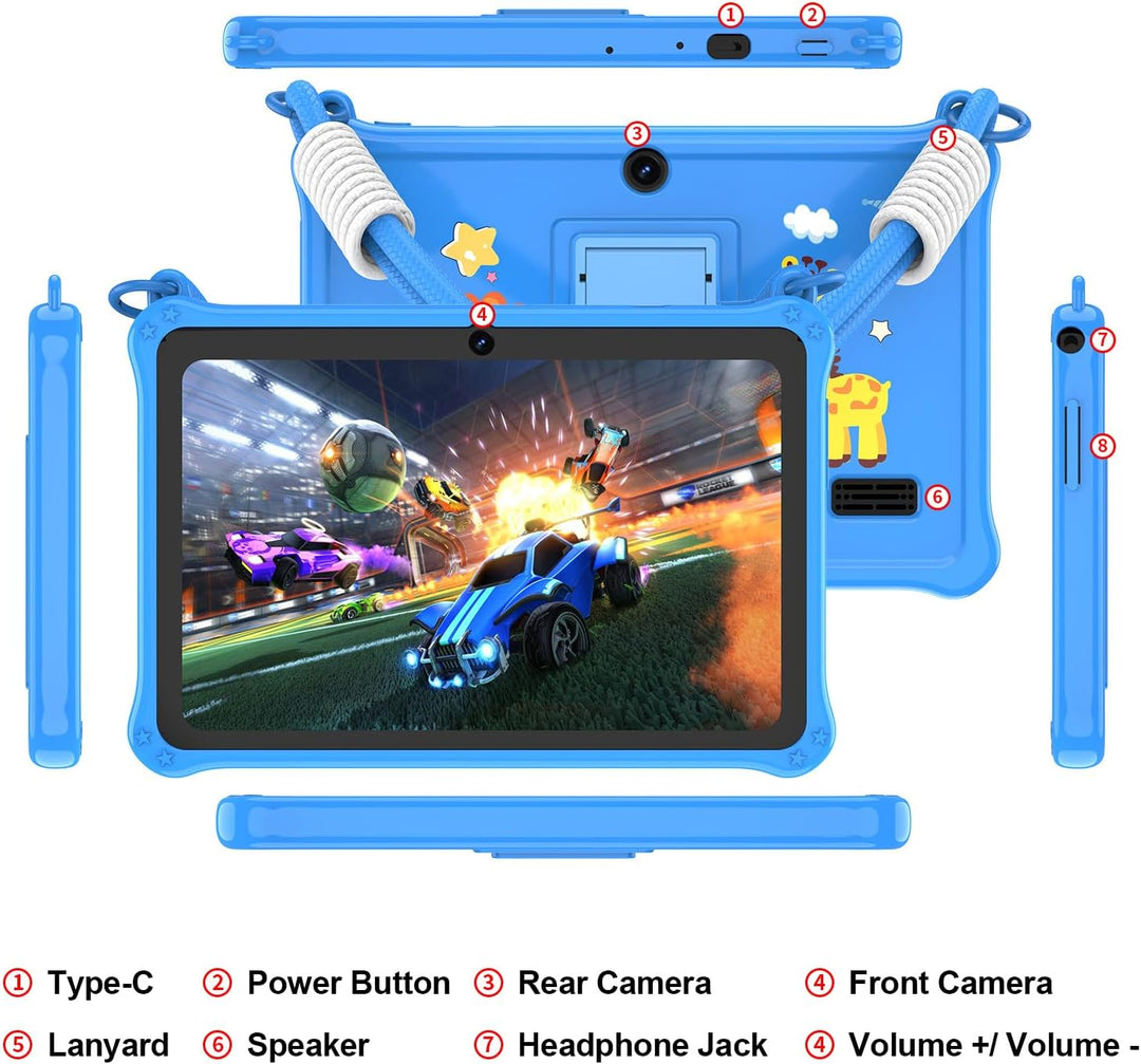PRITOM Tablet infantil de 7 pulgadas con cordón, tableta Android 13...
