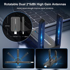 NEWFAST AX5400 Adaptador USB WiFi 6 para PC de escritorio Tri-Band USB 3.0