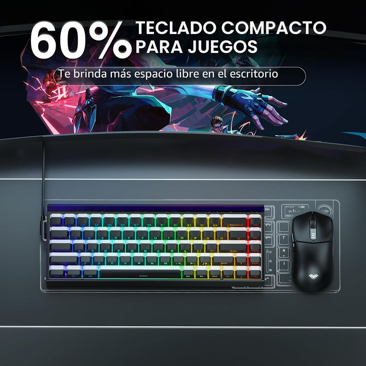 AULA Hero 68 HE 60% Teclado para juegos con cable, interruptor magn...