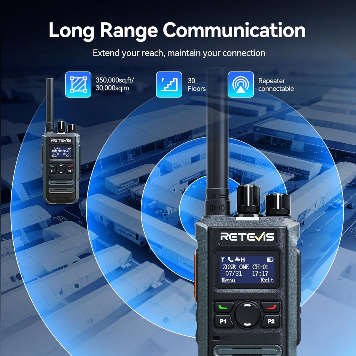 Retevis Walkie Talkies digitales MateTalk P3 con auricular (paquete de 4)
